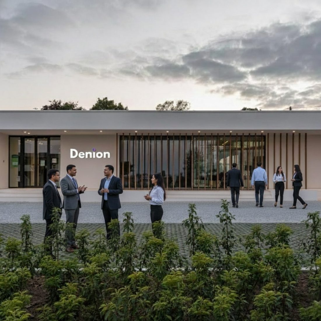 The Denion team gathered outside the headquarters